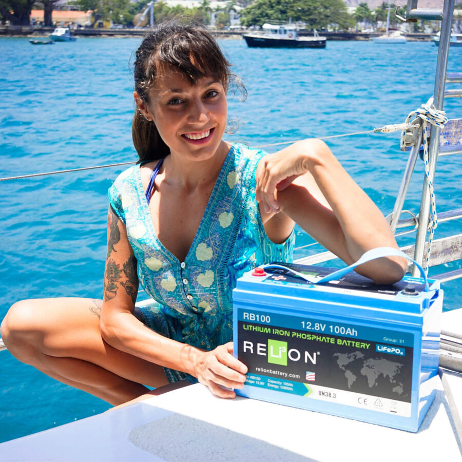 Relion battery on deck woman